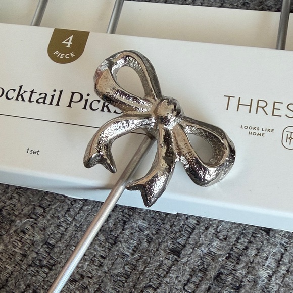 Threshold Silver Bow Cocktail Picks (4 piece) - Picture 3 of 3